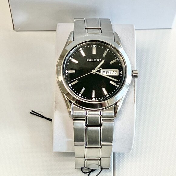 Seiko Essentials Collection Stainless Steel Watch Black Dial - Picture 1 of 9